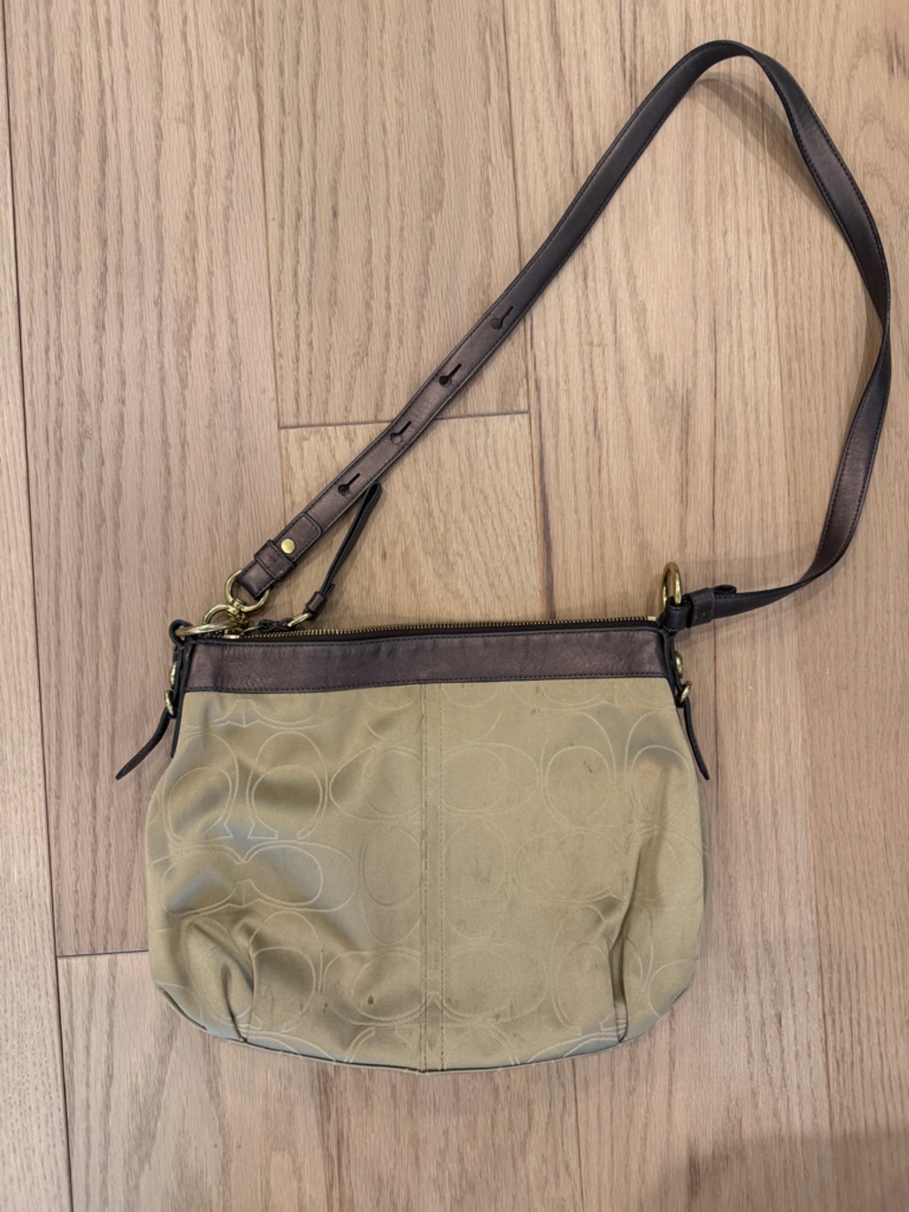 Coach Beige and Brown Crossbody Shoulder Bag